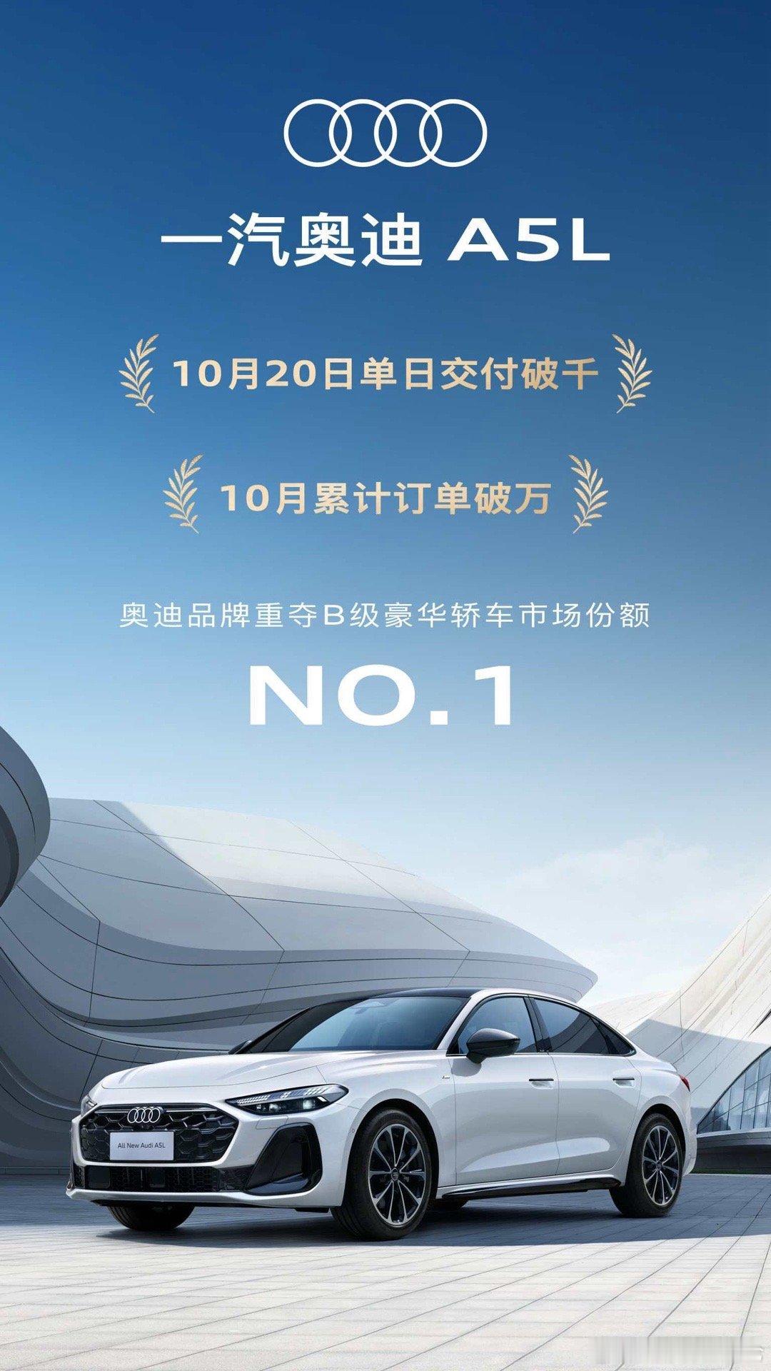 一汽奥迪 每一台交付，都是热爱的见证每一个订单，都是信任的勋章一汽奥迪A5L千台