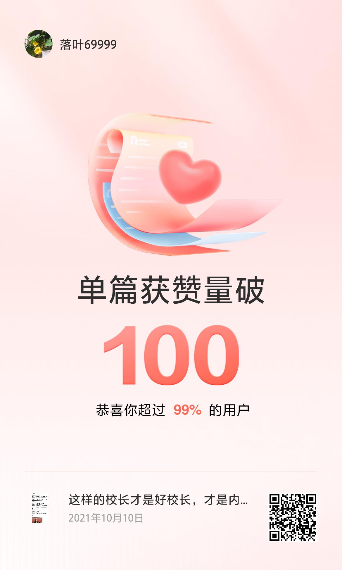 🔥我创作的单篇内容获得超过100赞了！