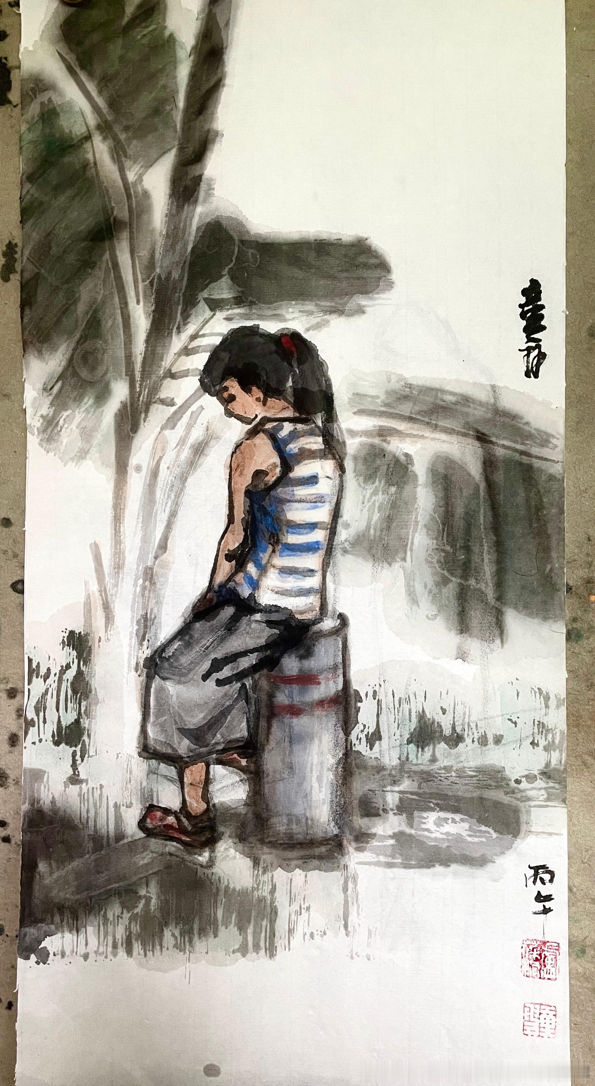 卢氏水墨  女娃独思 