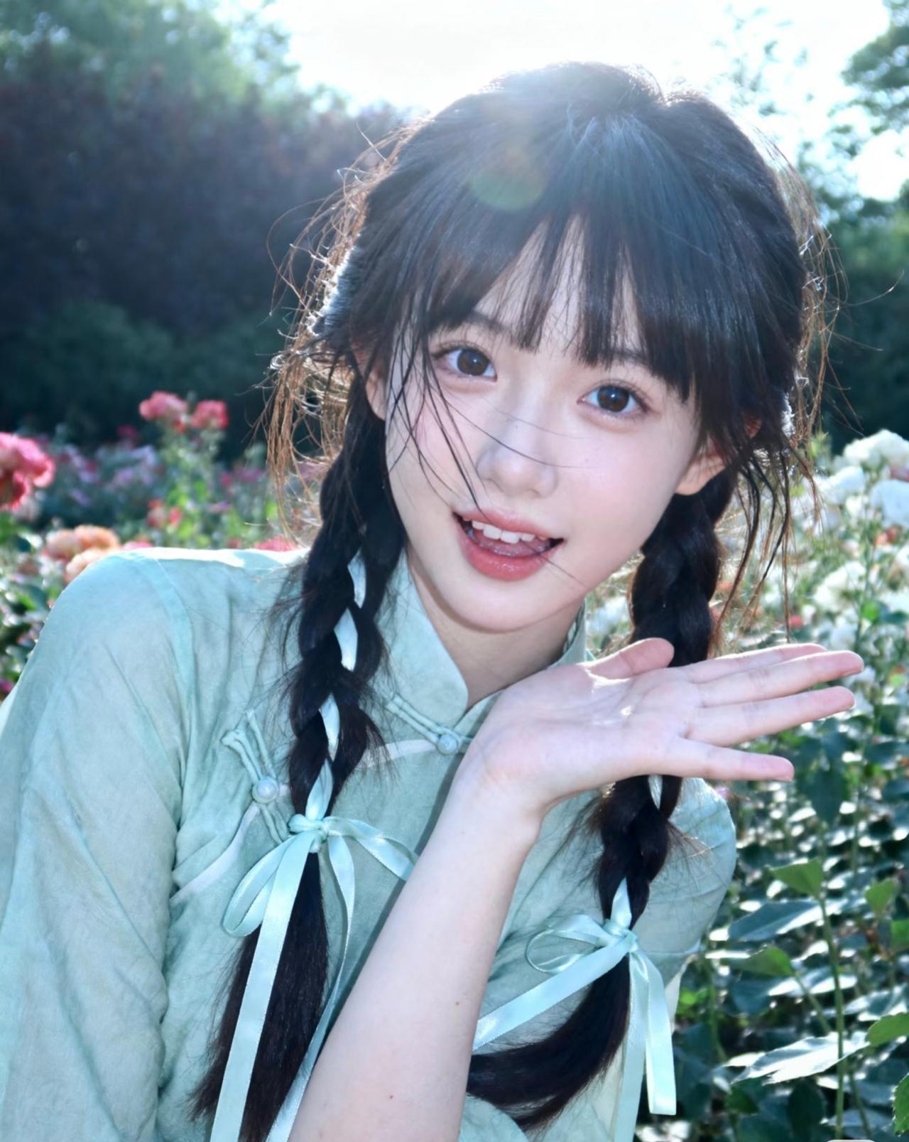 光之影
少女在花海中微笑，阳光洒落，美如画卷