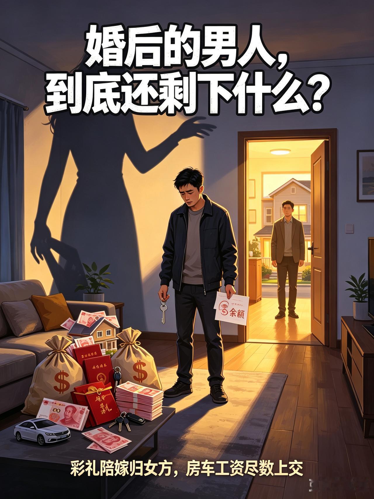 彩礼陪嫁全归女方，房车工资尽数上交，婚后男生到底剩下什么。彩礼归女方不能动，女方