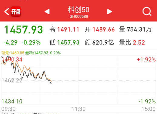 科创板已经翻绿。。。 ​​​