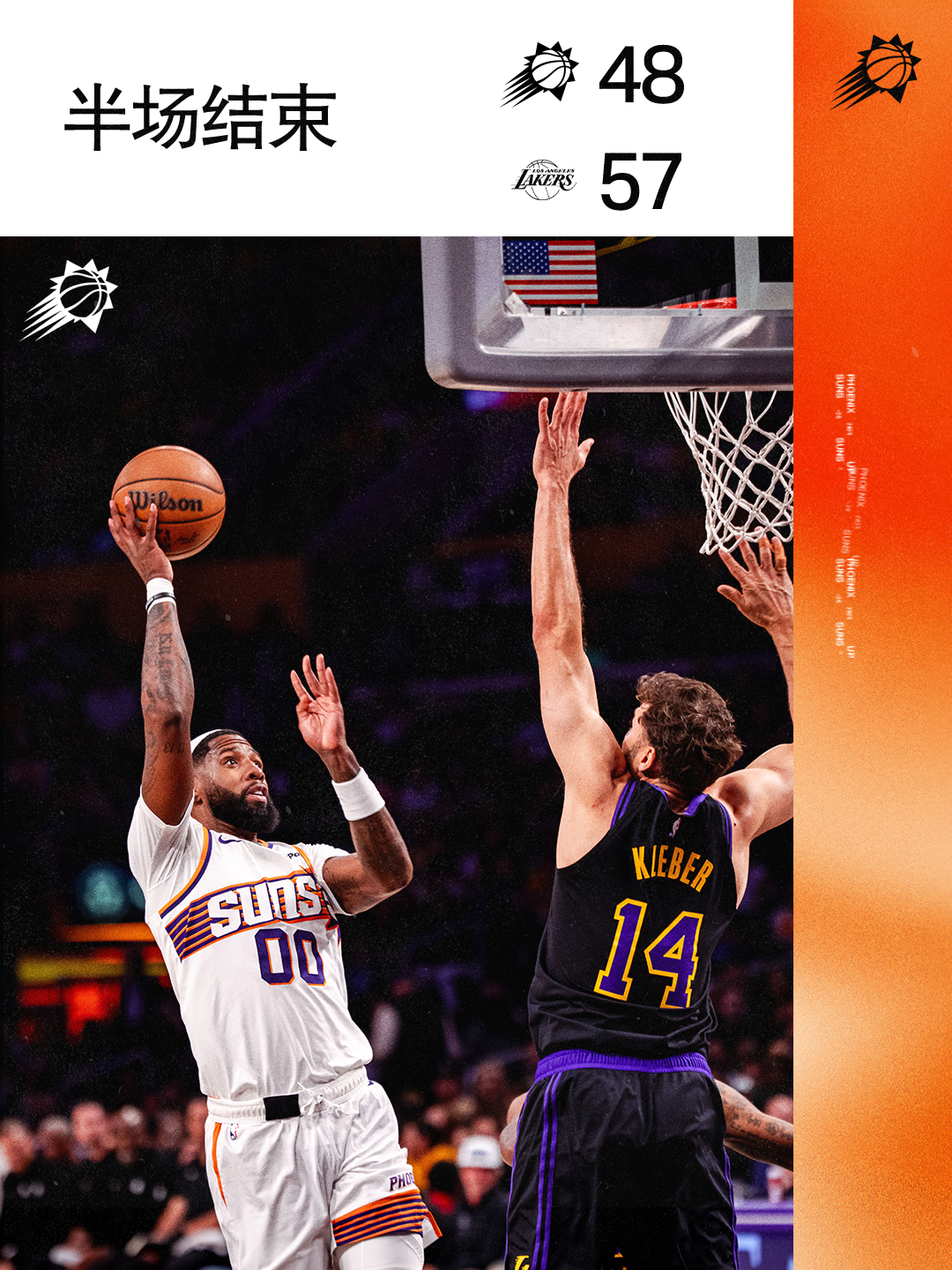 【半场结束】菲尼克斯太阳 ｜旭日东升 ｜太阳vs湖人