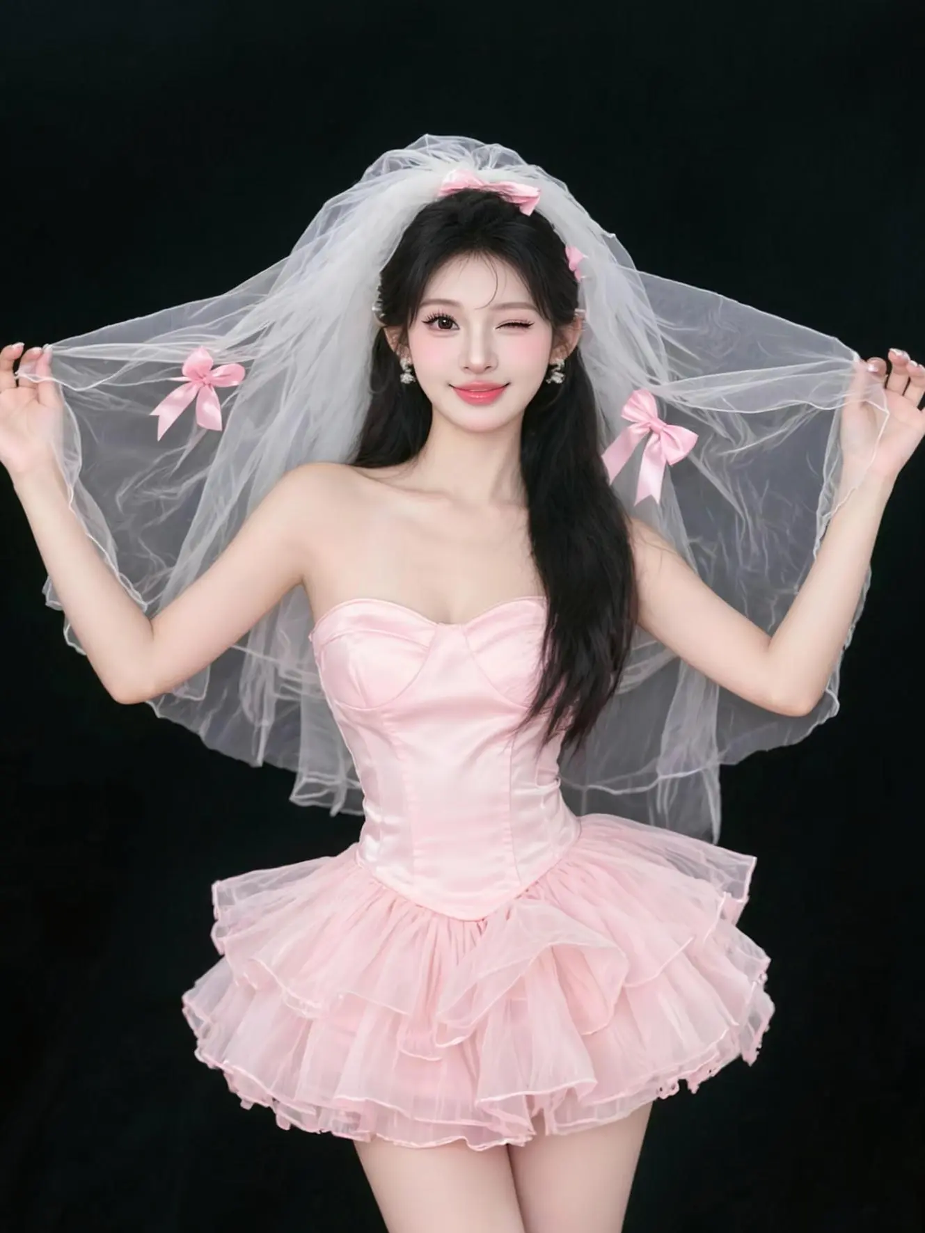 粉色系婚纱少女写真好特别耶