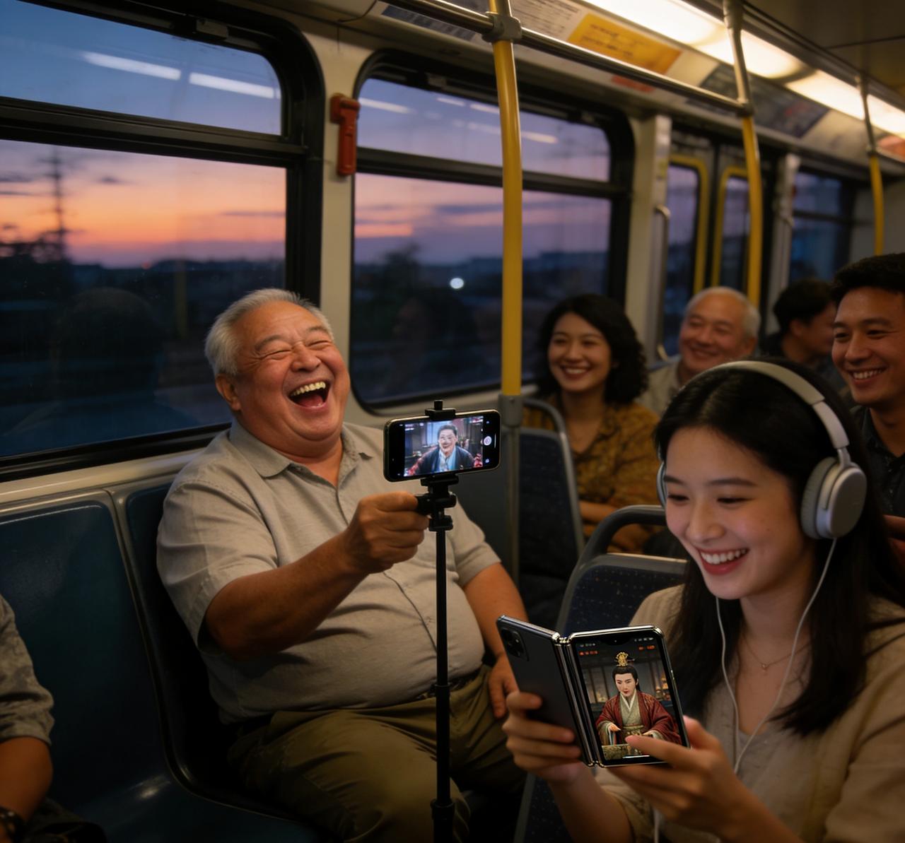 今天在公交车上，基本上每个人都举着手机在看：有玩游戏刷视频的，有联系业务的，有微