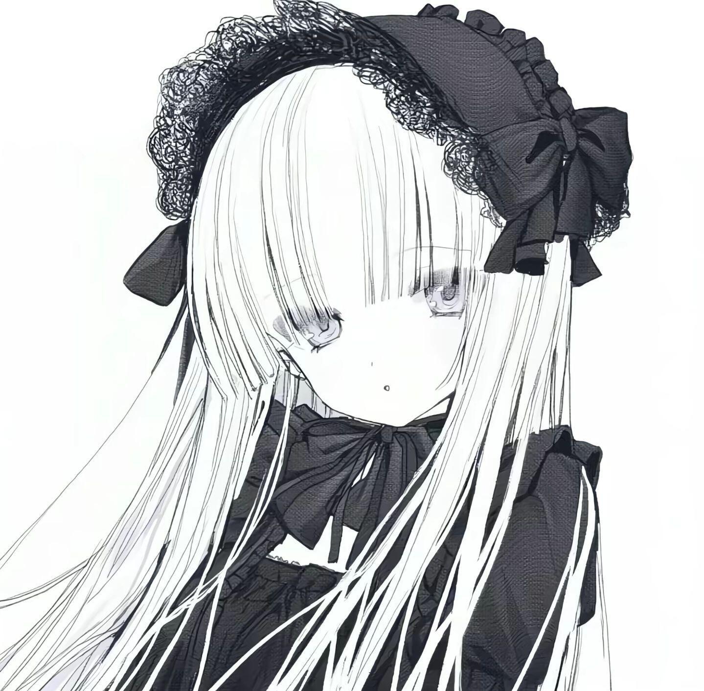 黑白动漫头像—— ＞𐋣＜ おやすみ .. —— 