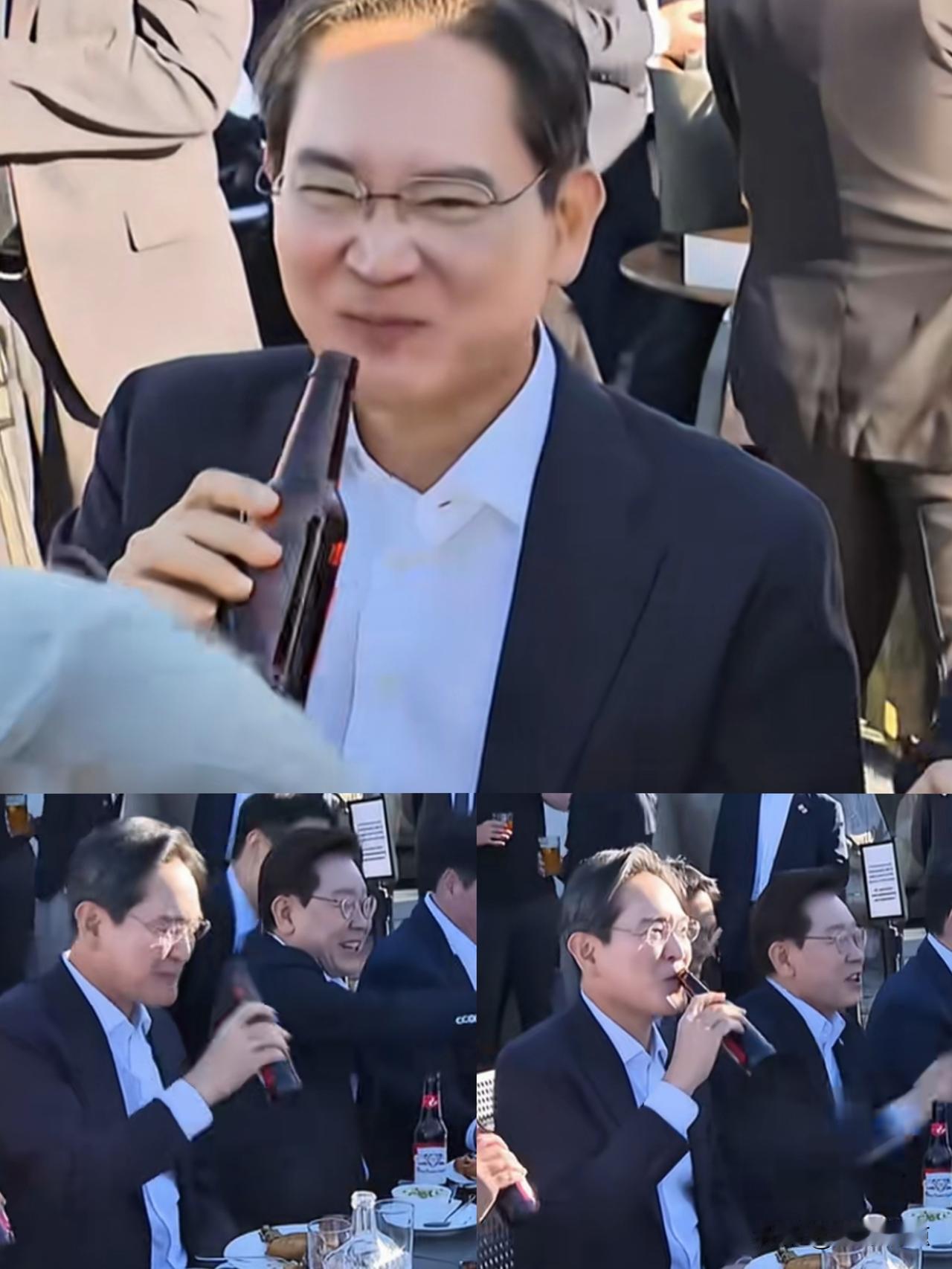 不是说李在镕不会笑吗，这老小子在别人面前都没笑过，碰到李在明，竟然也会大笑了。
