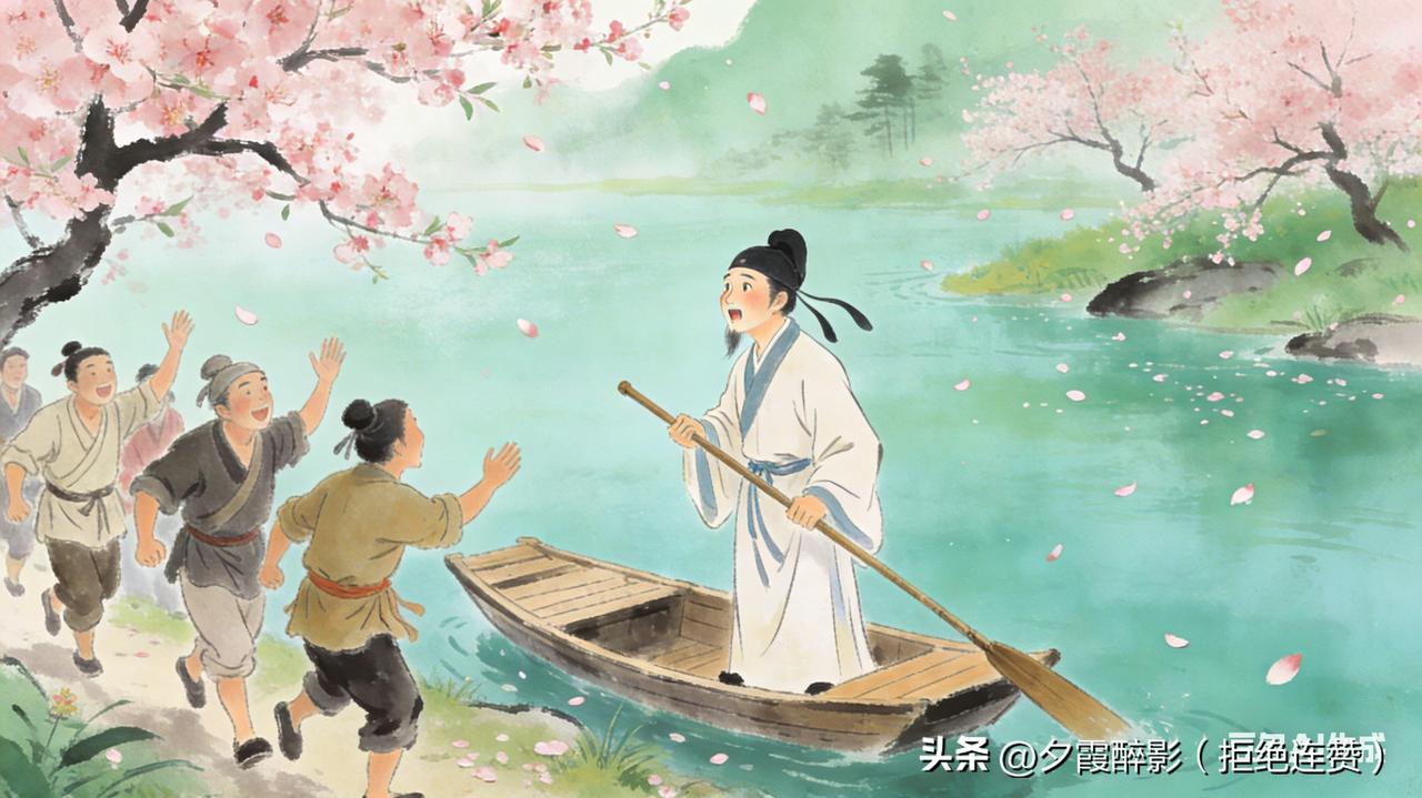 李白乘舟将欲行，忽闻岸上踏歌声。
桃花潭水深千尺，不及汪伦送我情。
 
这首《赠