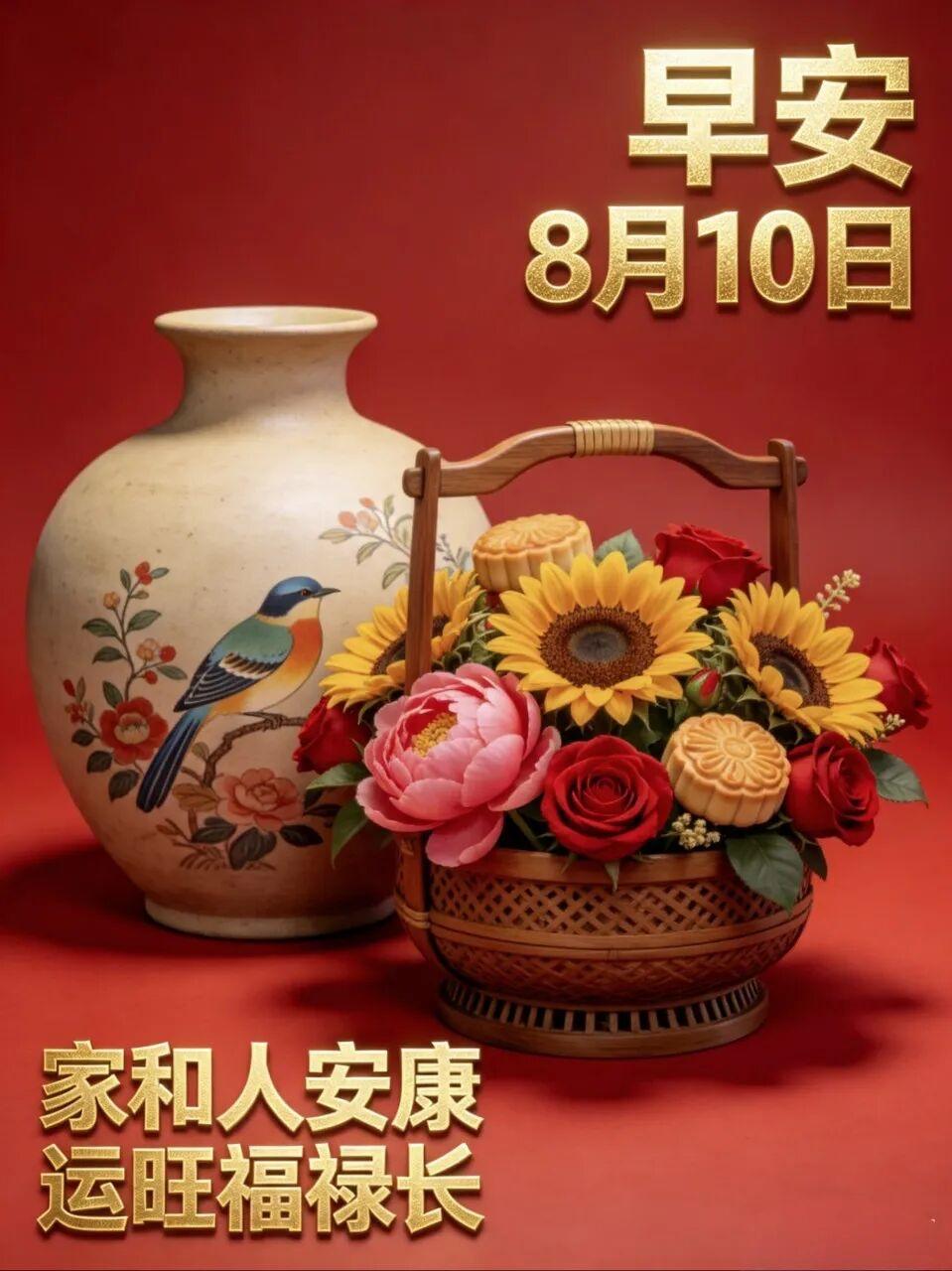 周一清晨，送上暖心早安☀️！2026年8月10日，农历六月廿八，夏日清晨清风拂面