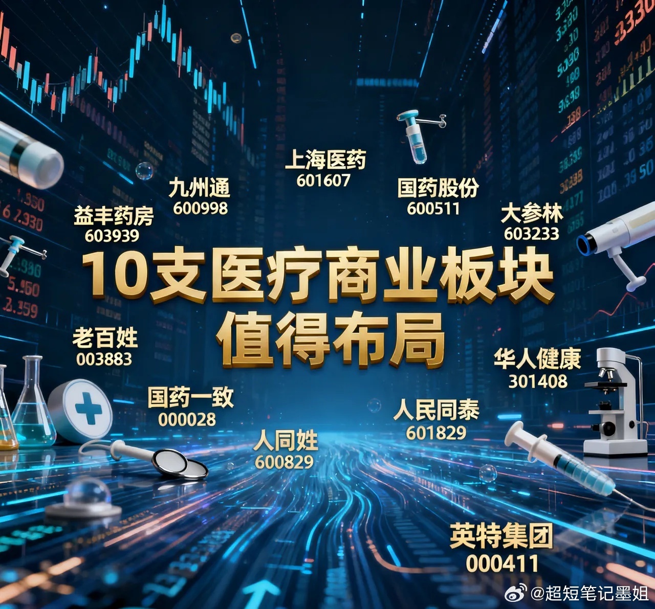 医疗商业板块，值得关注的10支股票，具体分析如下：1. 上海医药（601607）