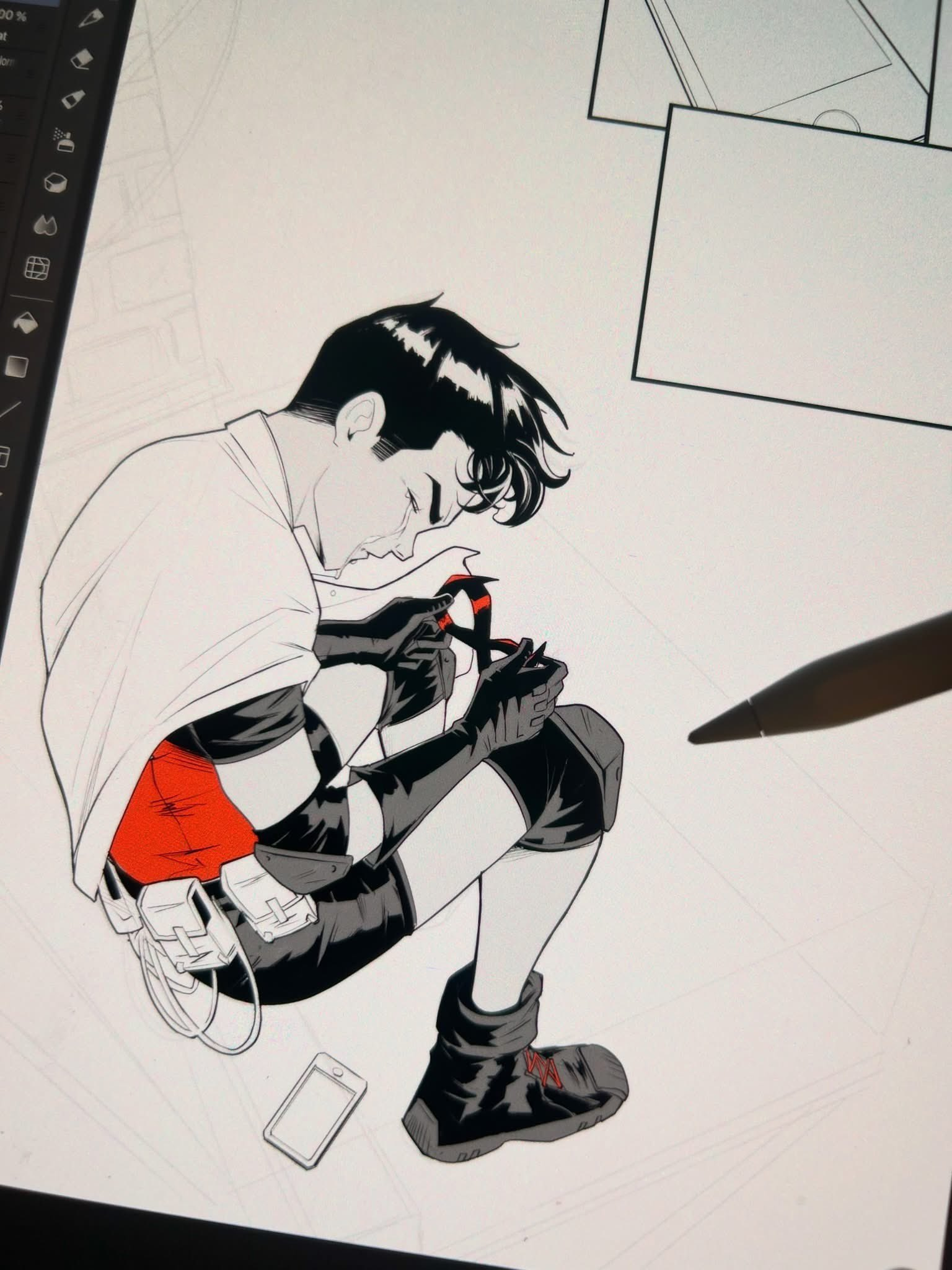 JasonTodd 画师Travis Mercer又分享了一张杰森的工作图：“这