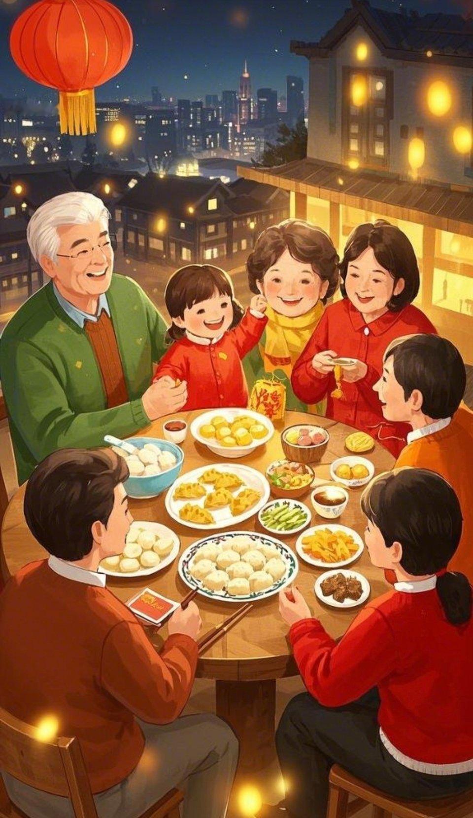 今日除夕，阖家团圆。一愿家人身体康健，岁月温柔以待；二愿生活顺心如意，烦恼皆随风
