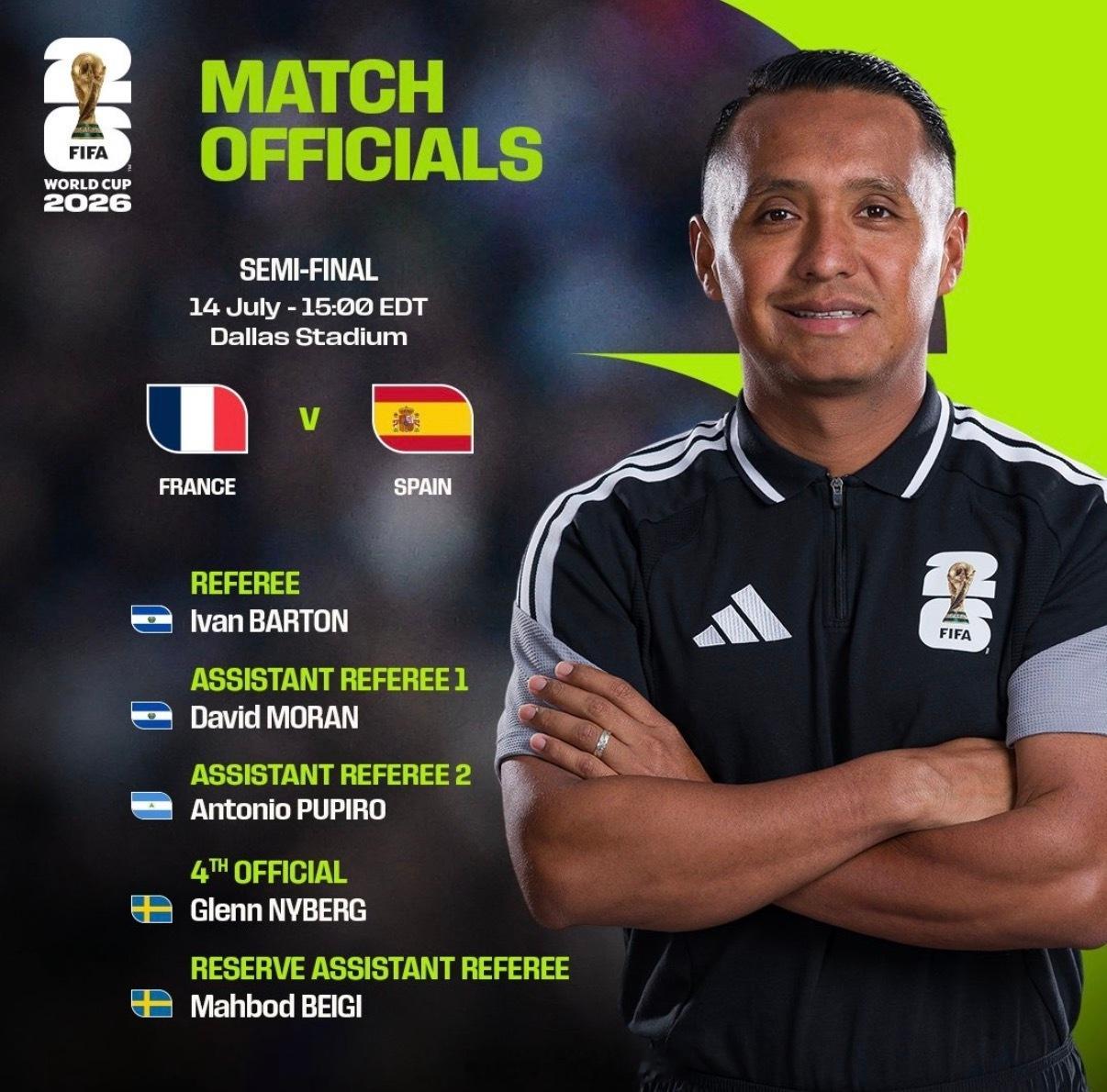 ⚖️裁判：🇫🇷法国vs西班牙🇪🇸🔥美加墨世界杯半决赛！FIFA官方刚刚