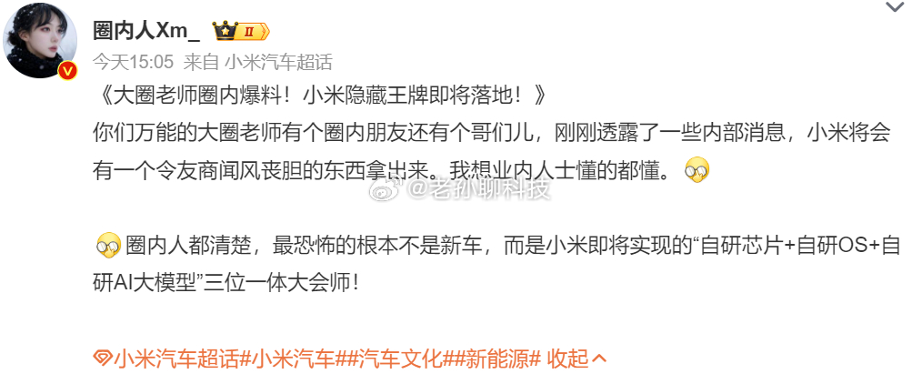 小米隐藏王牌即将落地米子哥牛逼小米如果真能完成自研芯片+自研OS+自研大模型生态