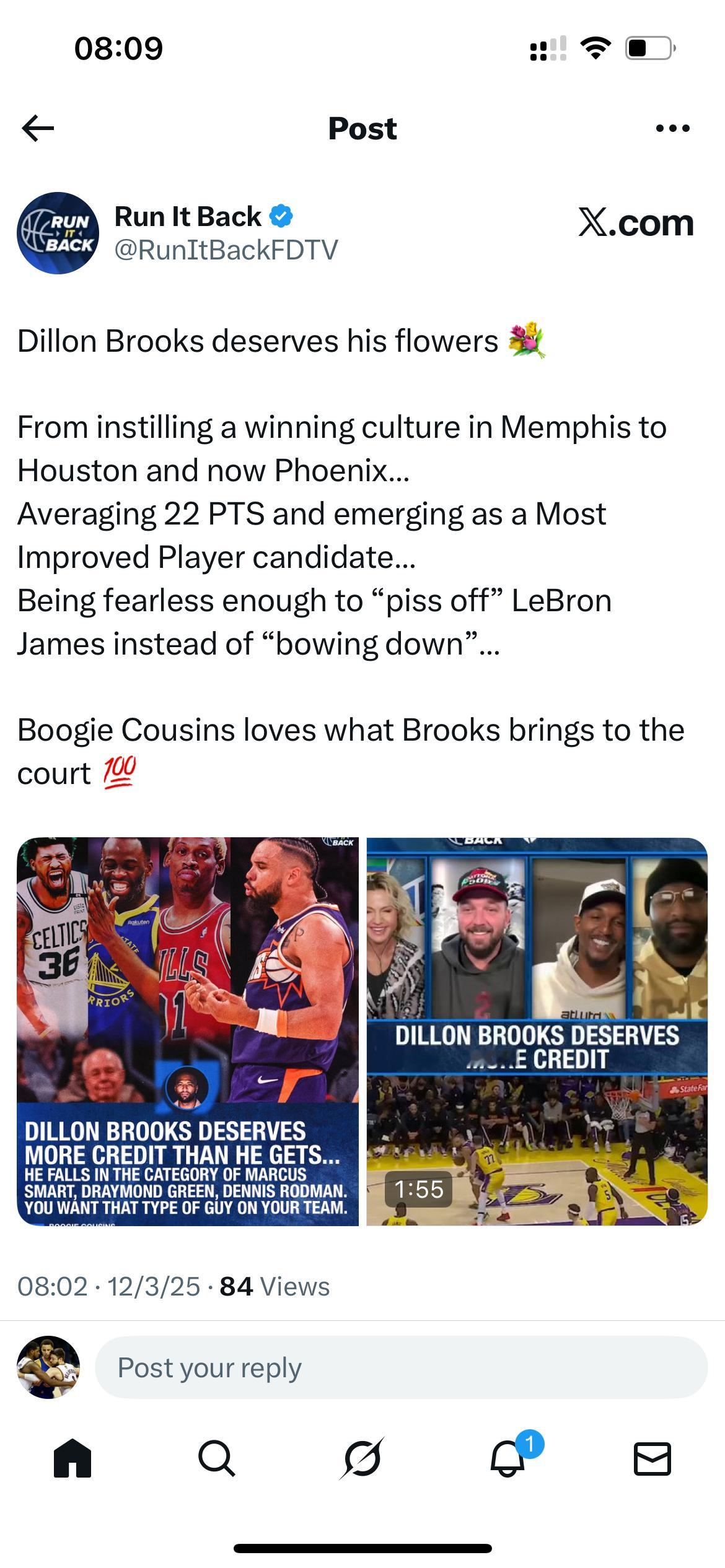 考辛斯觉得狄龙·布鲁克斯值得更多的夸赞 💐从在孟菲斯（灰熊）到休斯顿，再到如今