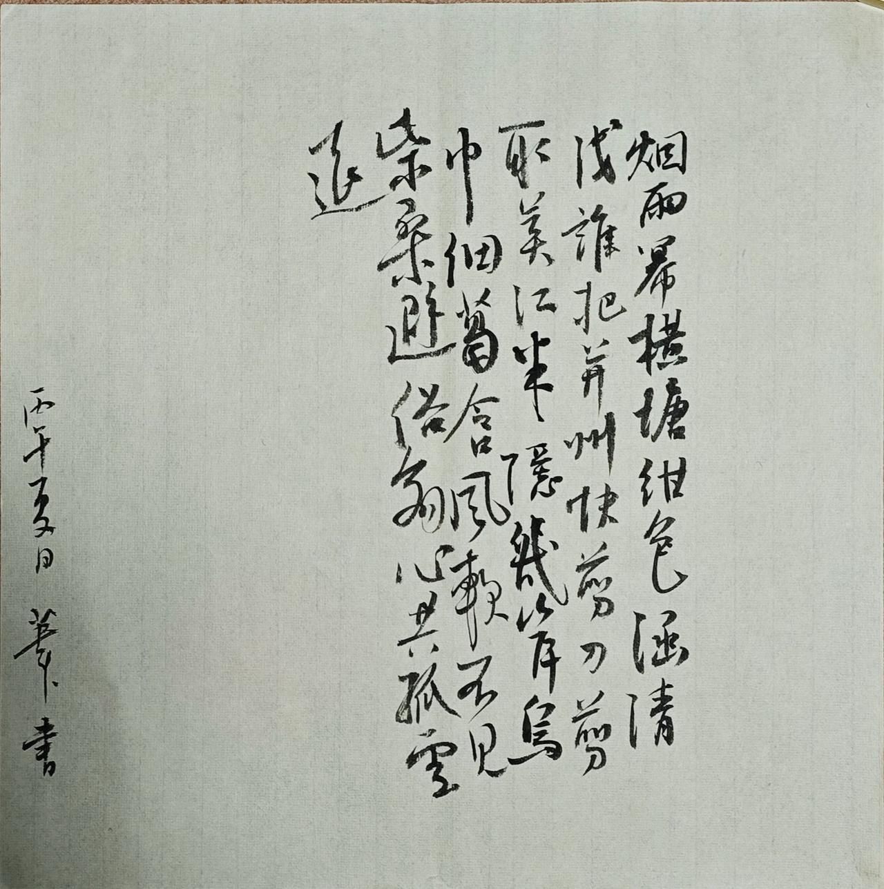 烟雨幂横塘，绀色涵清浅。谁把并州快剪刀，剪取吴江半。
隐几岸乌巾，细葛含风软。不
