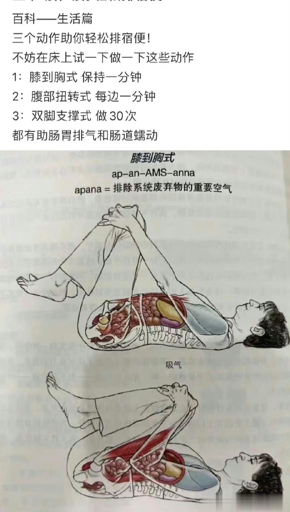 #真正通便的食物是这14种#除了食物，也要避免久坐，推荐两个姿势，促进肠胃蠕动，