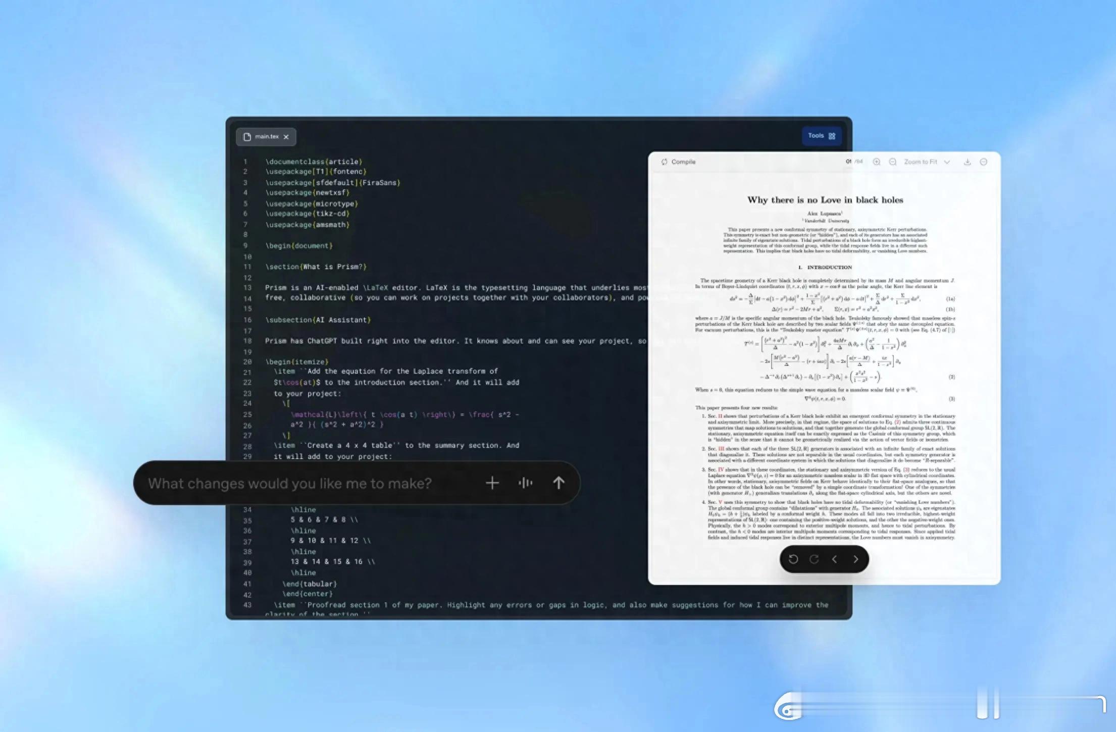 最新科技消息 OpenAI 今日正式发布 Prism，这是一款专为科研人群打造的