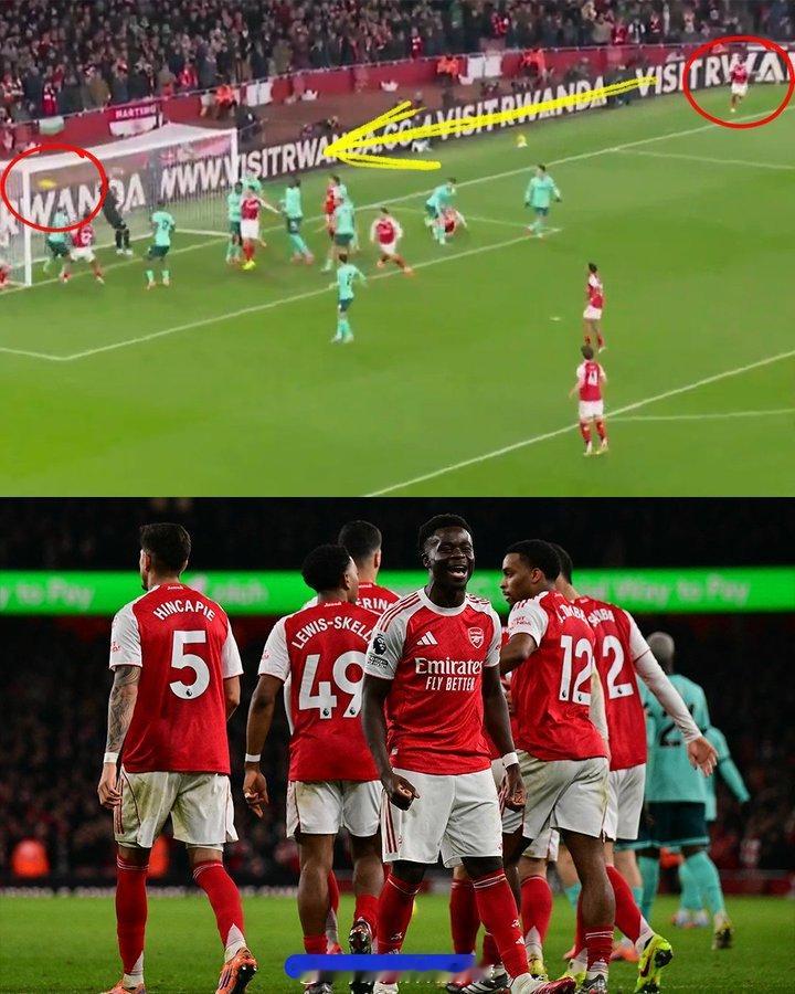 阿森纳全场仅有一次射正，但凭借萨卡开出的角球妙传，阿森纳最终破门得分 阿森纳2比