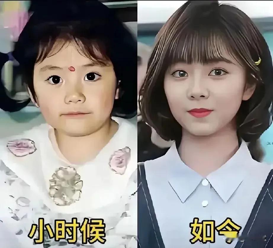 谭松韵小时候就是个美人，那双大眼睛太吸睛了。
她一直以娃娃脸和“逆龄”长相闻名，
