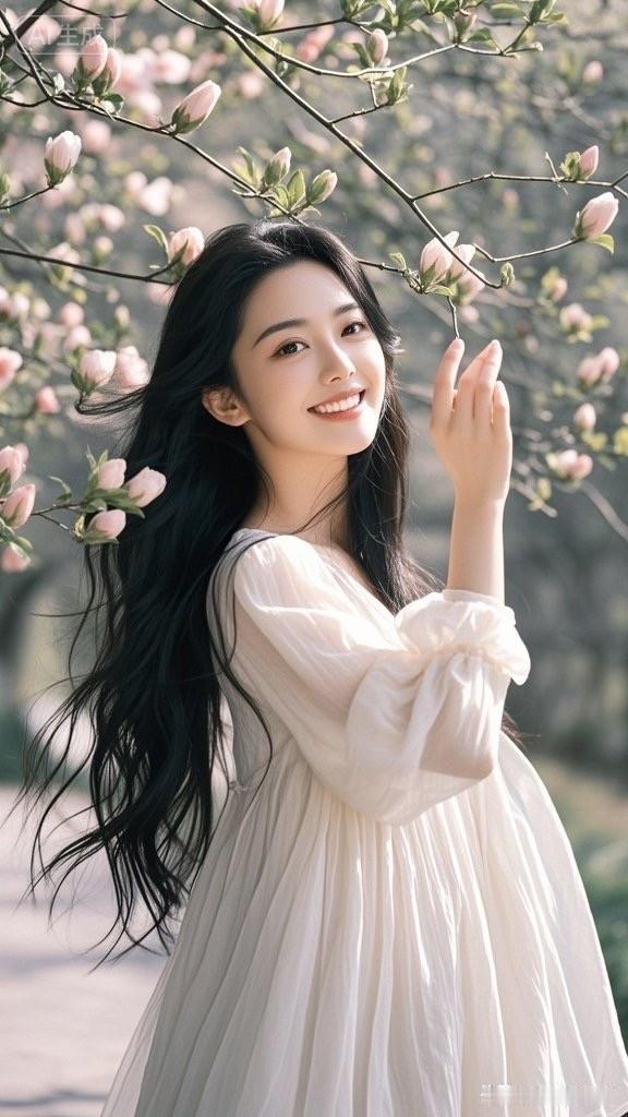 这姑娘在花丛中显得格外惊艳。