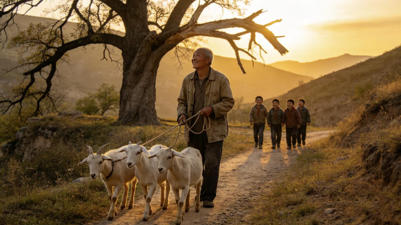 村里人都说老张怪。
每天傍晚，他赶着三只羊上山，跟羊说话。说今天谁家办喜事，说村