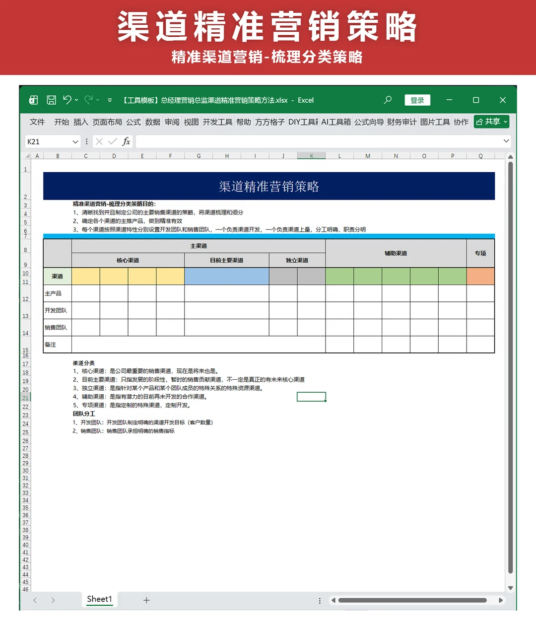 Excel制作精准营销策略表格模板
