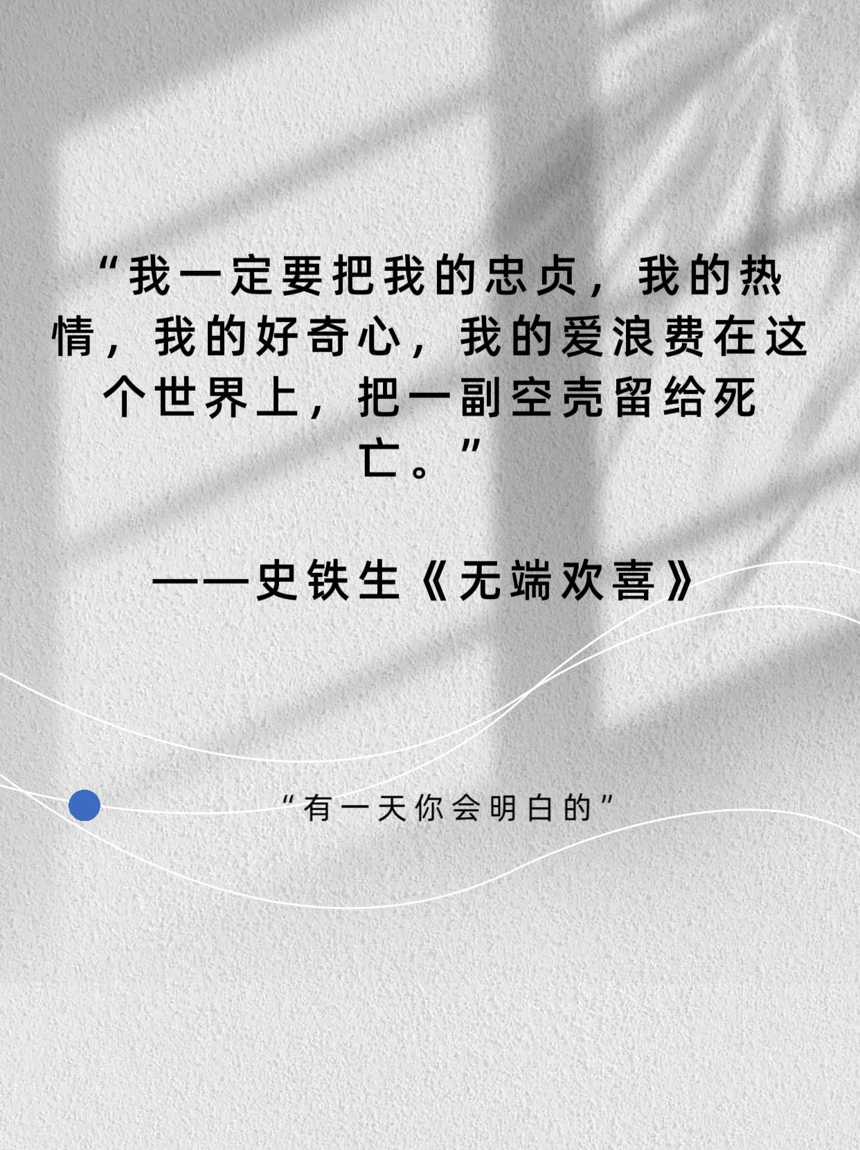史铁生的文字总是这样打动人心。