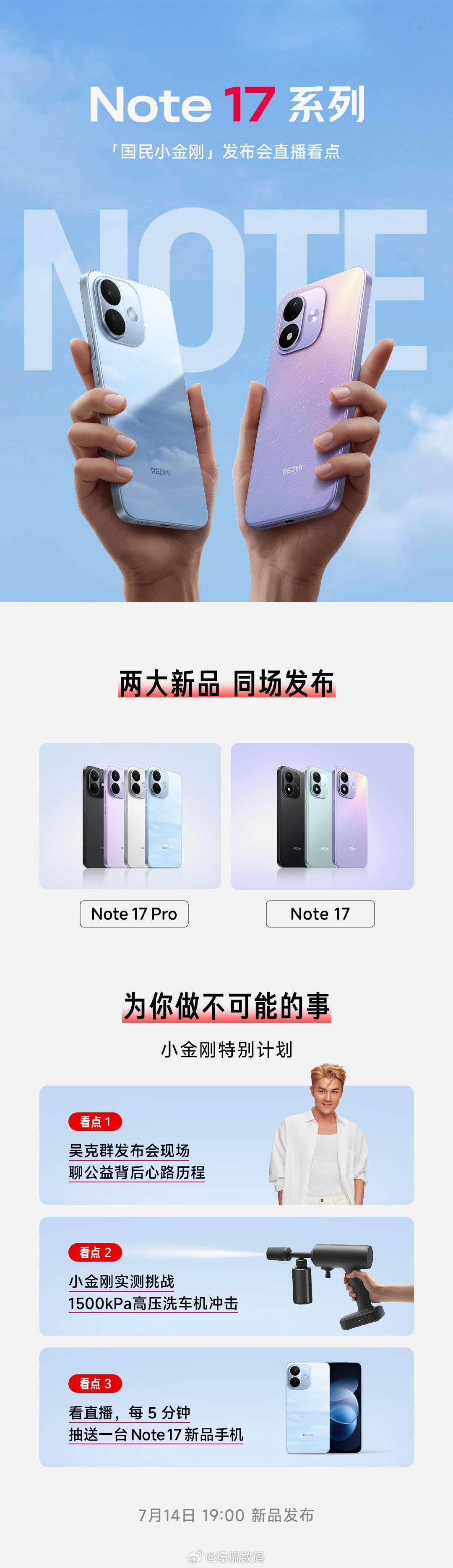 红米Note17这个机子没什么看头，直接闭眼买就行了，同价位唯一之选，其他都可以