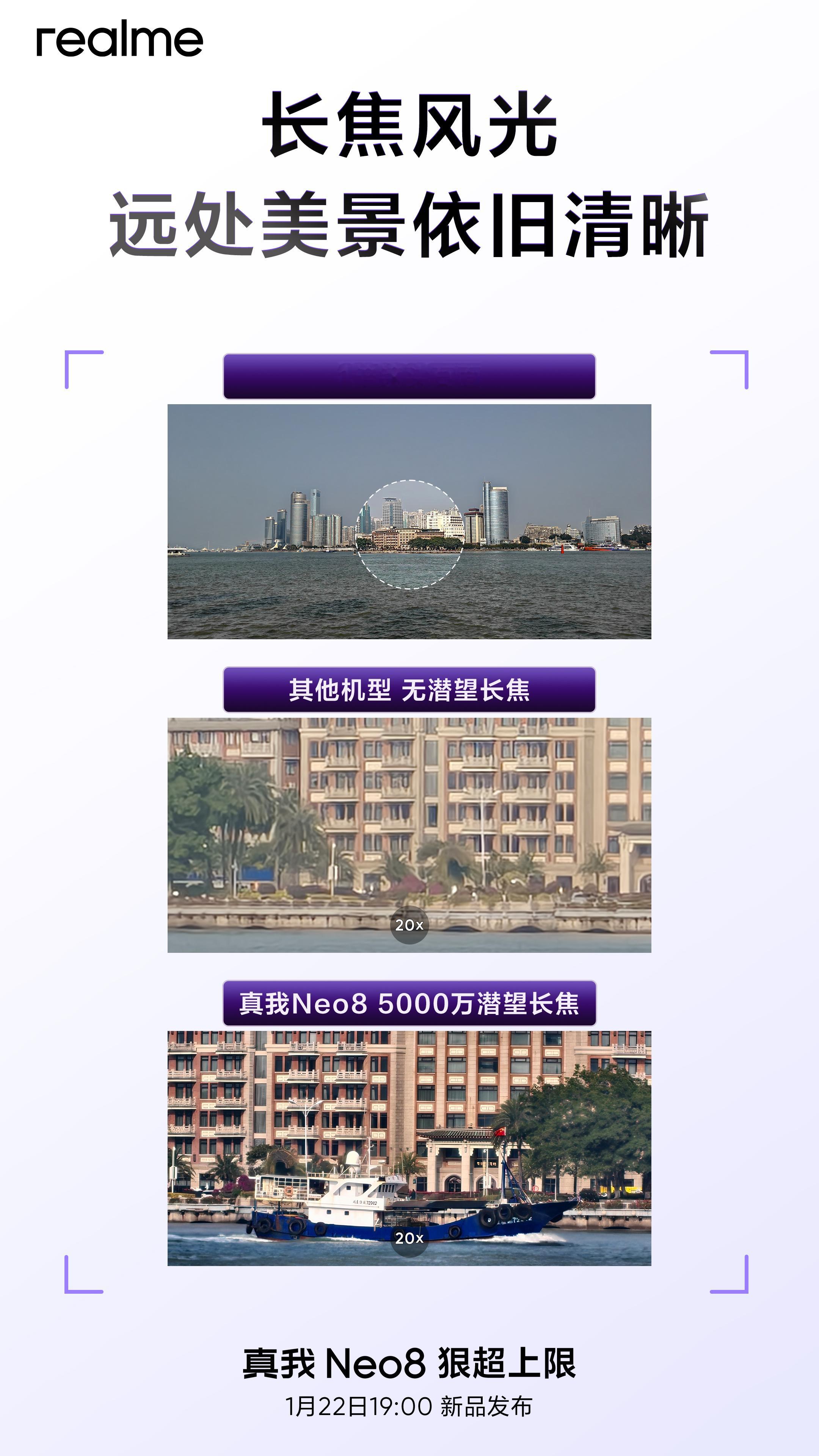 真我Neo8同档唯一5000万潜望长焦，3.5X光学变焦、7X无损变焦，至高12