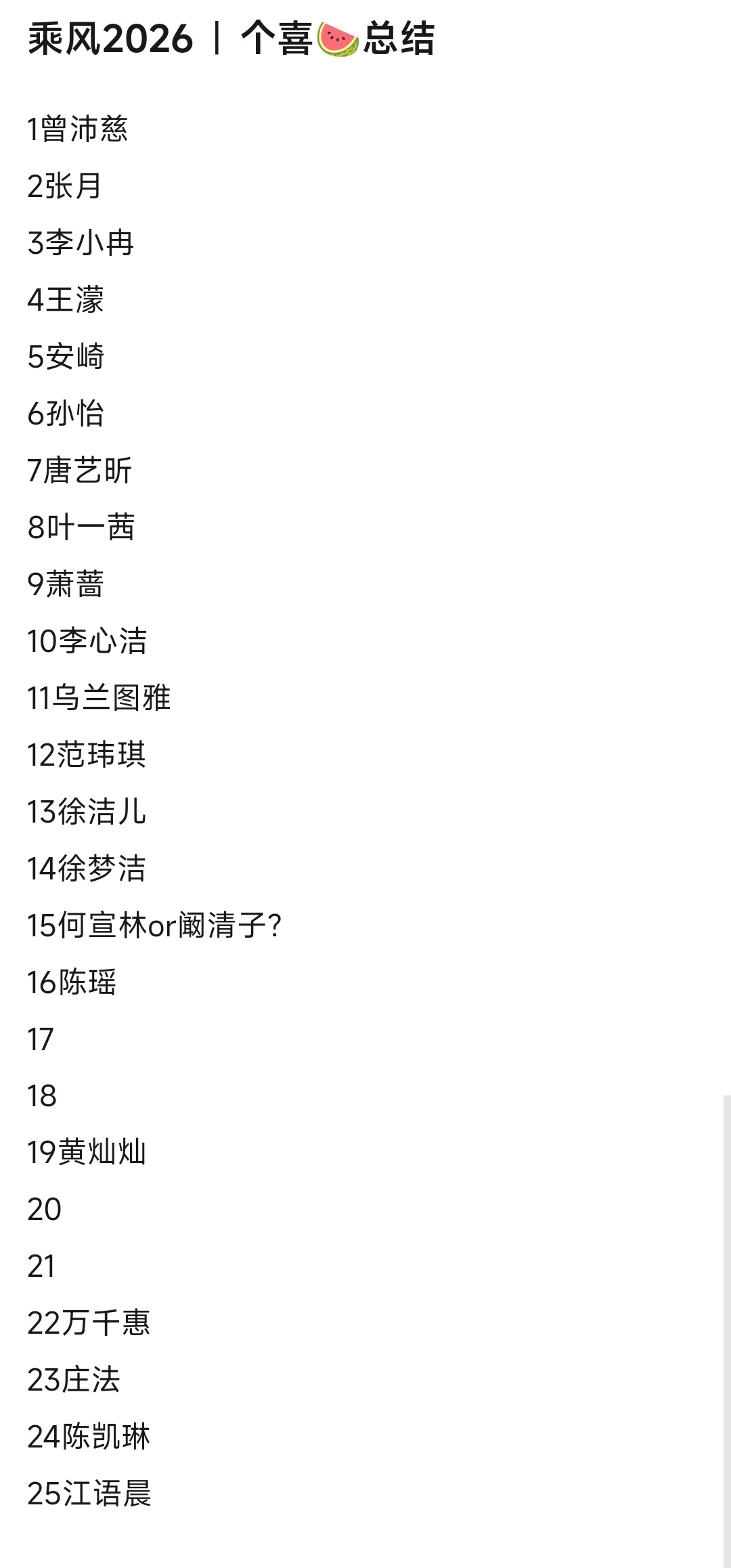 ？这个浪姐四公个喜排名像我熬夜熬出了幻觉 