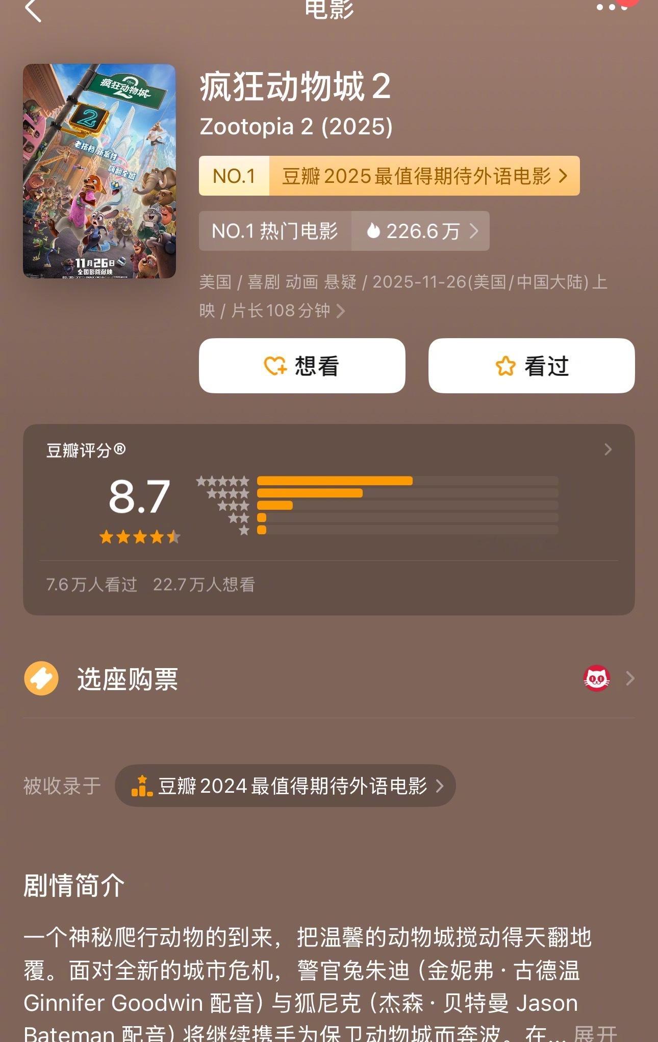 疯狂动物城2豆瓣评分8.7，内地预估票房24亿！你们这些天天说配音的黑子打脸了吗