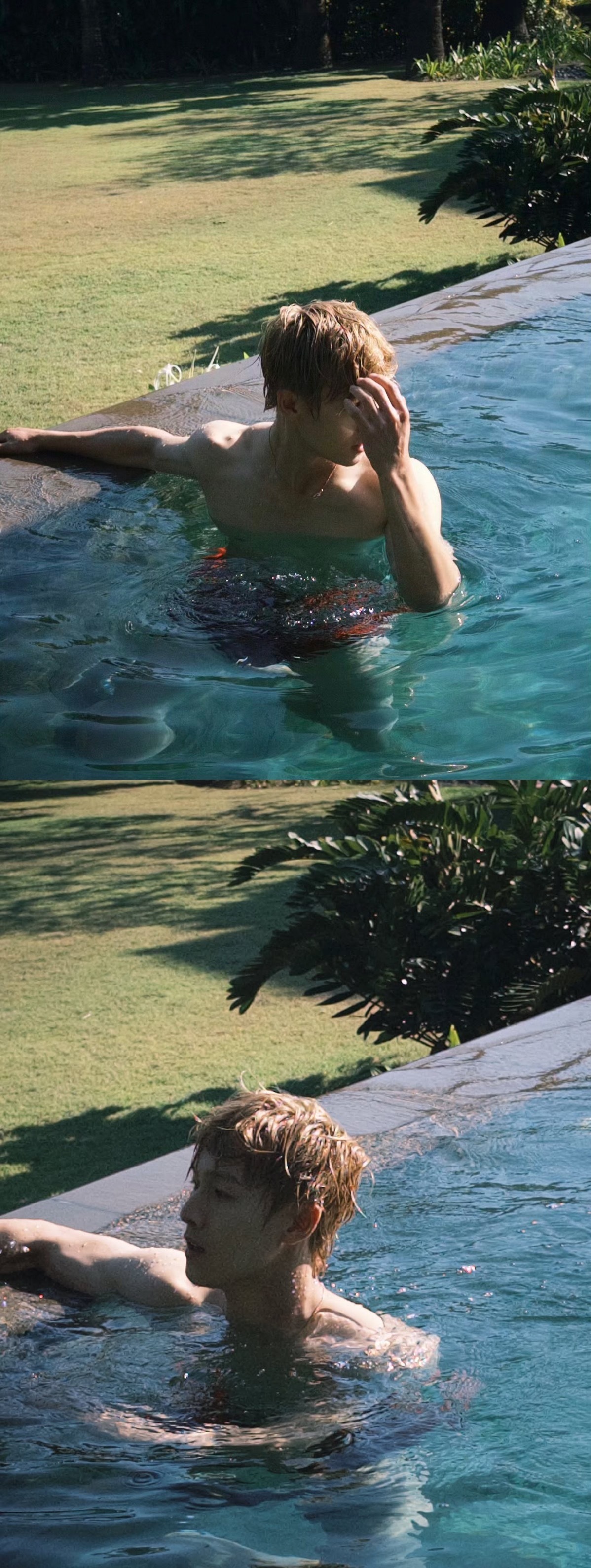 夏天好啊夏天妙啊，李昀锐慷慨的李昀锐金发半裸游泳照
