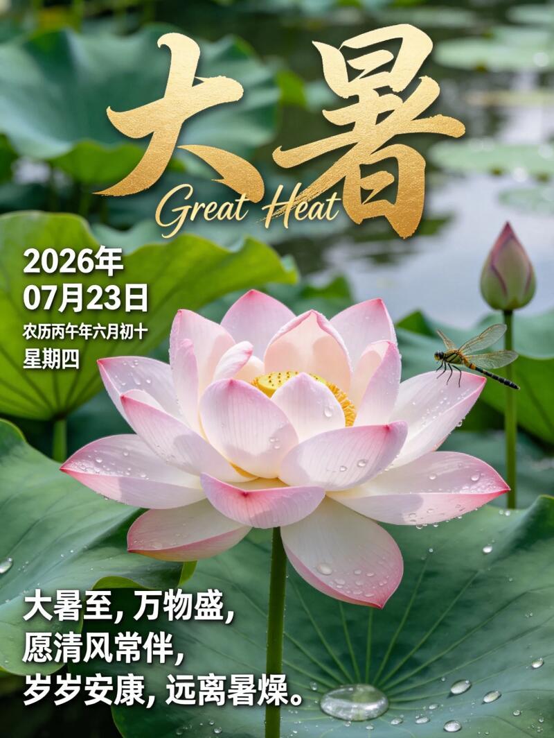 2026.7.23大暑节气早安祝福图片壁纸拿图吱一声噢～ 