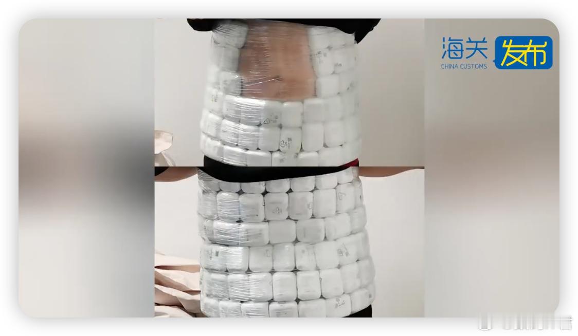 男子把耳机藏成100块腹肌入境 这话题词取的也是够人才的，耳机变腹肌？点进来之后