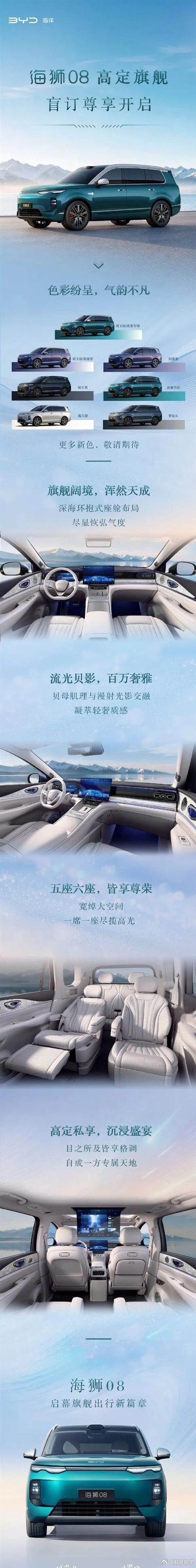 比亚迪海洋网旗舰SUV海狮08正式开启盲订，DM‑i版本23‑26万、EV版本2
