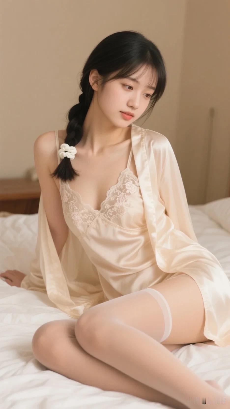 温柔少女心，粉色蕾丝睡衣，甜美可爱，少女心爆棚！