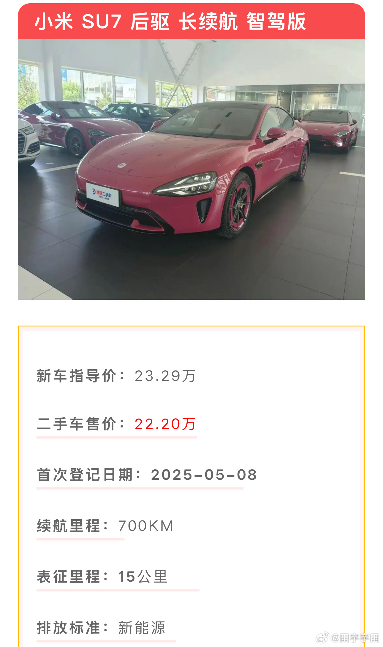 YU7也发布了SU7也卖了一年多了就因为卖的好+产能暂时跟不上看看这保值率吓人…