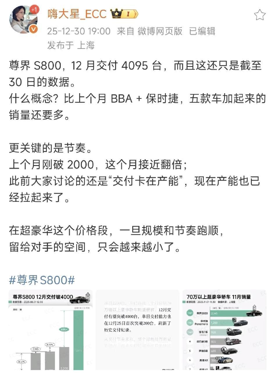 「尊界 S800」 本月交付量已突破 4000台

尊界S800是华为与江淮汽车