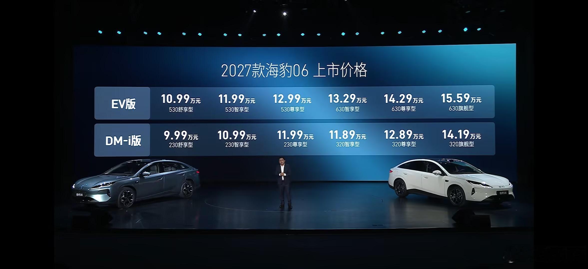 纯电版 10.99万-15.59万，入门530km续航插混版9.99万-14.1