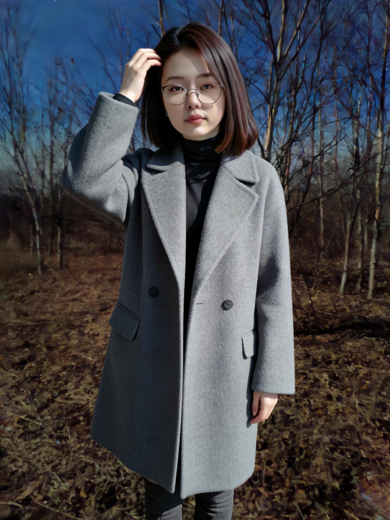 我站在乡村的冬夜河畔，月光是件薄衫
红羽绒服裹着的，是城市回村的心跳
枯树的枝桠