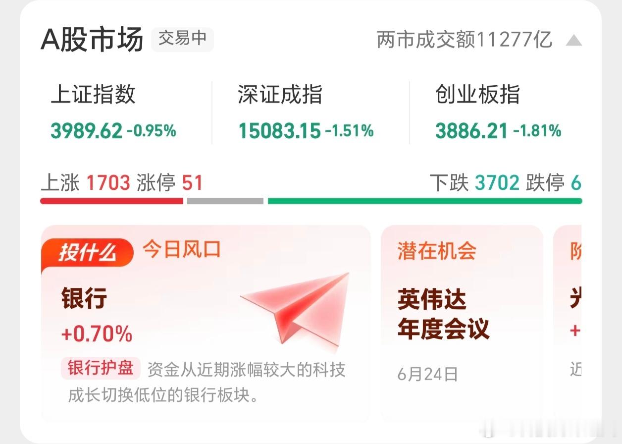 A股低开低走，真凉凉了很多科技股还是挺抗造，我是顶不住了，今天出手