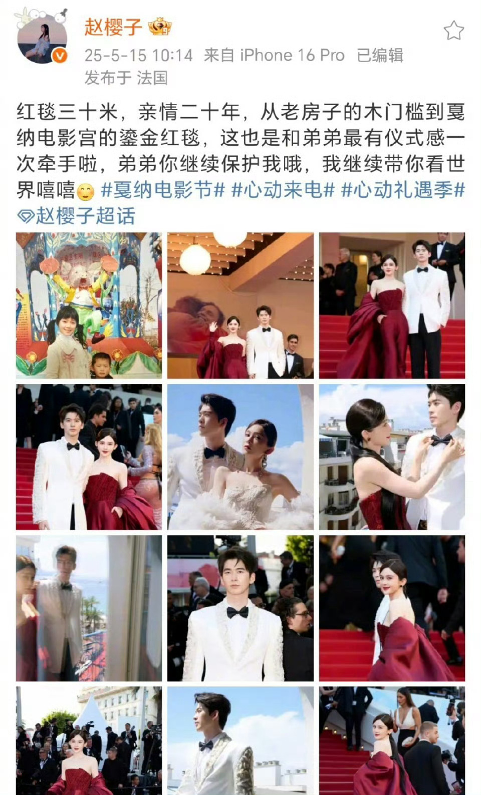 赵樱子弟弟颜值  赵樱子姐弟戛纳红毯惊艳亮相！从童年门槛到国际舞台，神仙姐弟颜值