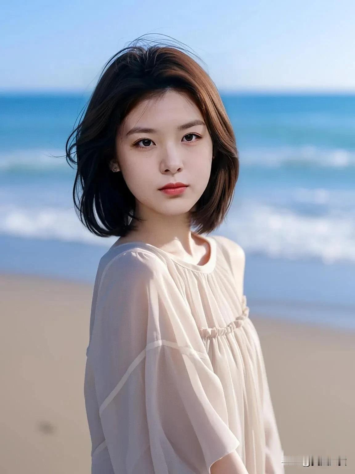 海风吹拂，轻纱拂面。