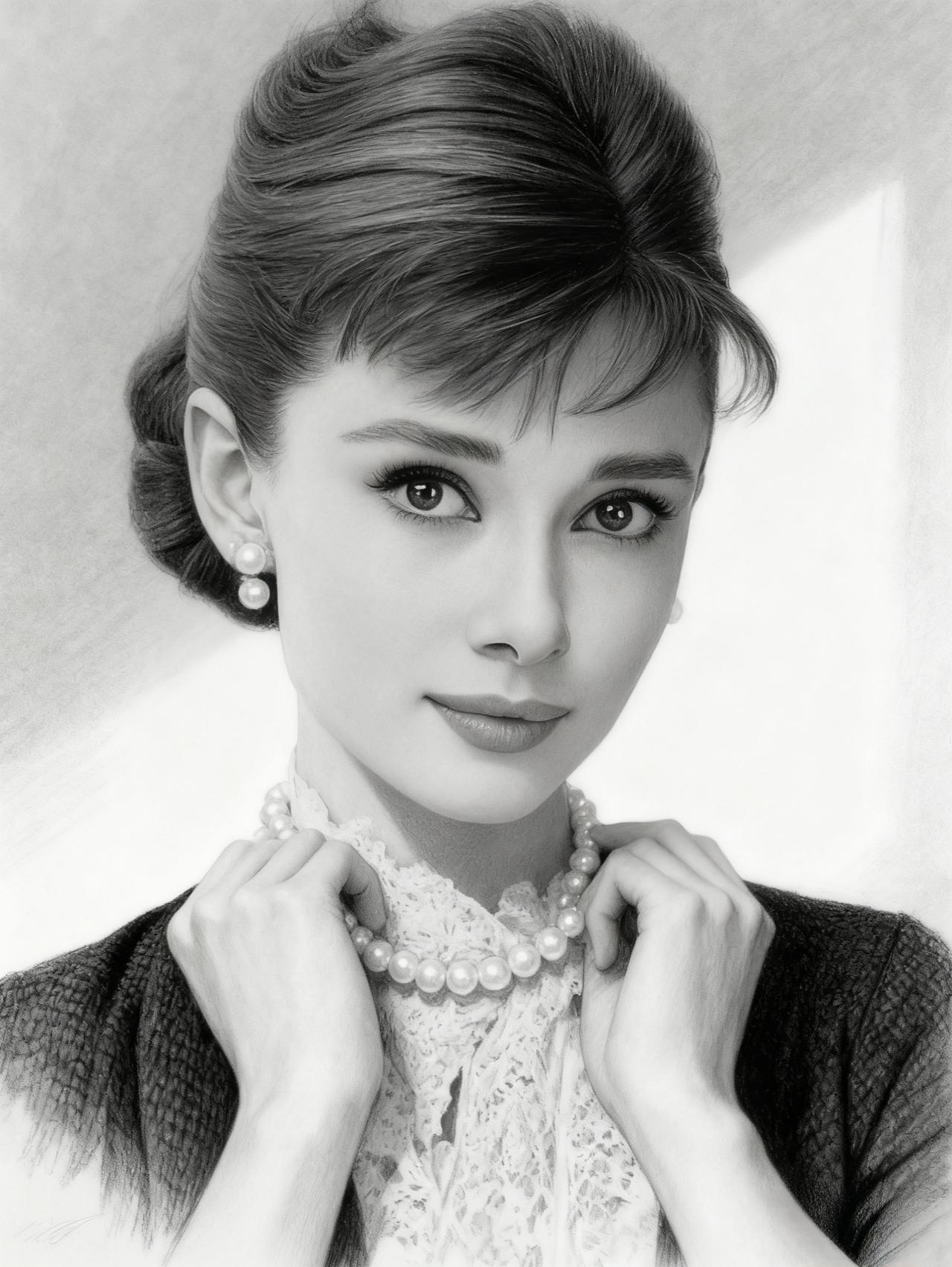 黑白素描里，藏着赫本的绝代风华。