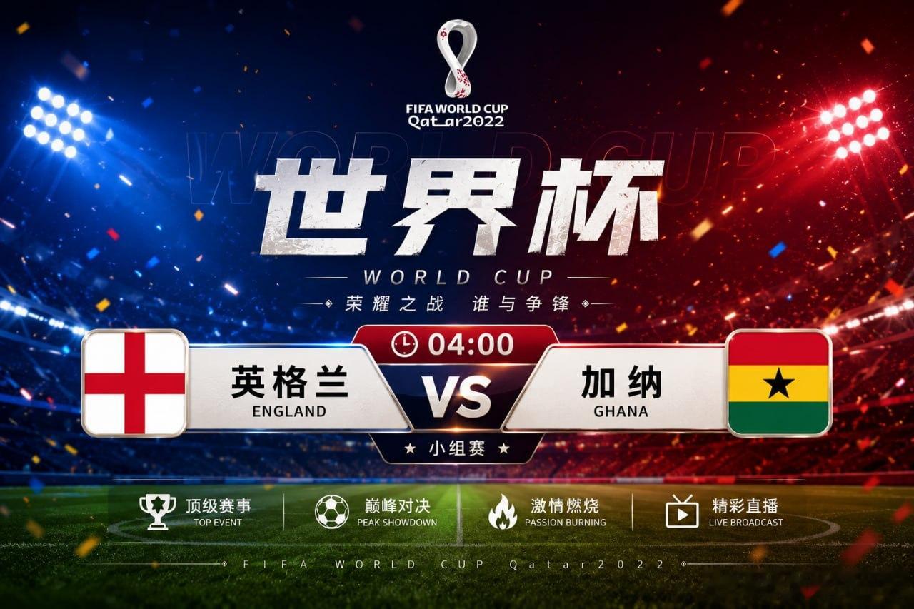 今夜，荣耀继续！🔥英格兰实力强劲，加纳斗志十足。没有永远的强者，也没有注定的失