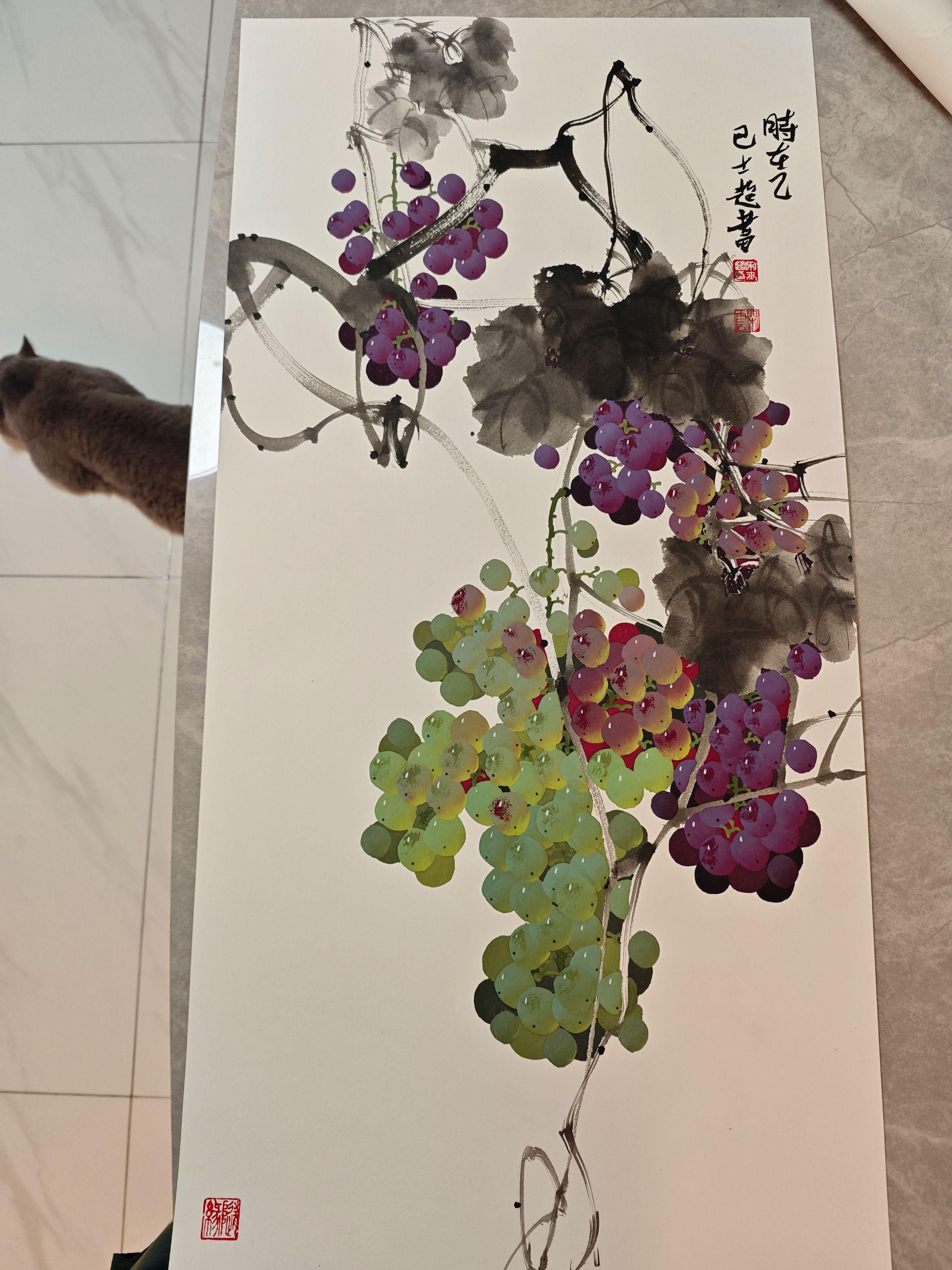 国画葡萄。    葡萄熟了 🍇 硕果累累十里飘香   已结缘！