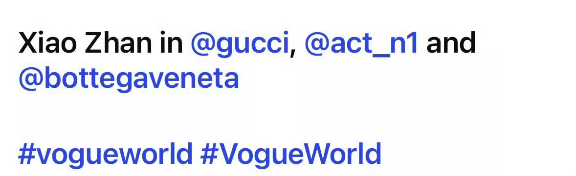 肖战vogue银十封面品牌：Gucci 、ACT N°1、BottegaVene
