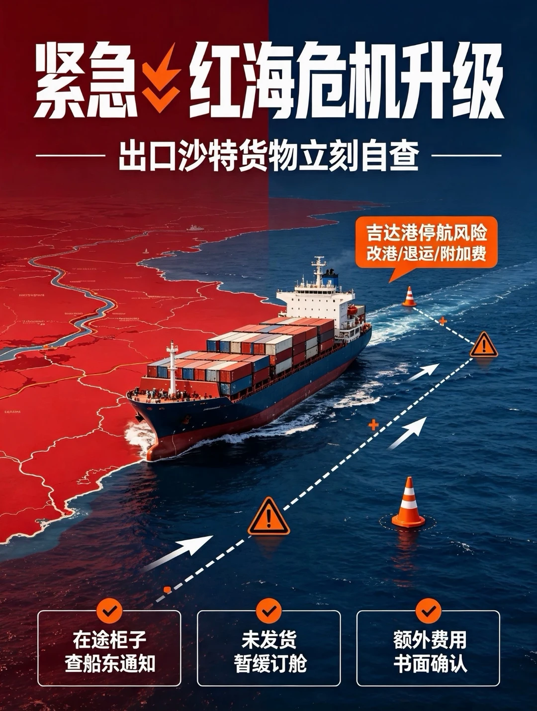 紧急⚠️红海彻底封死，吉达港停航