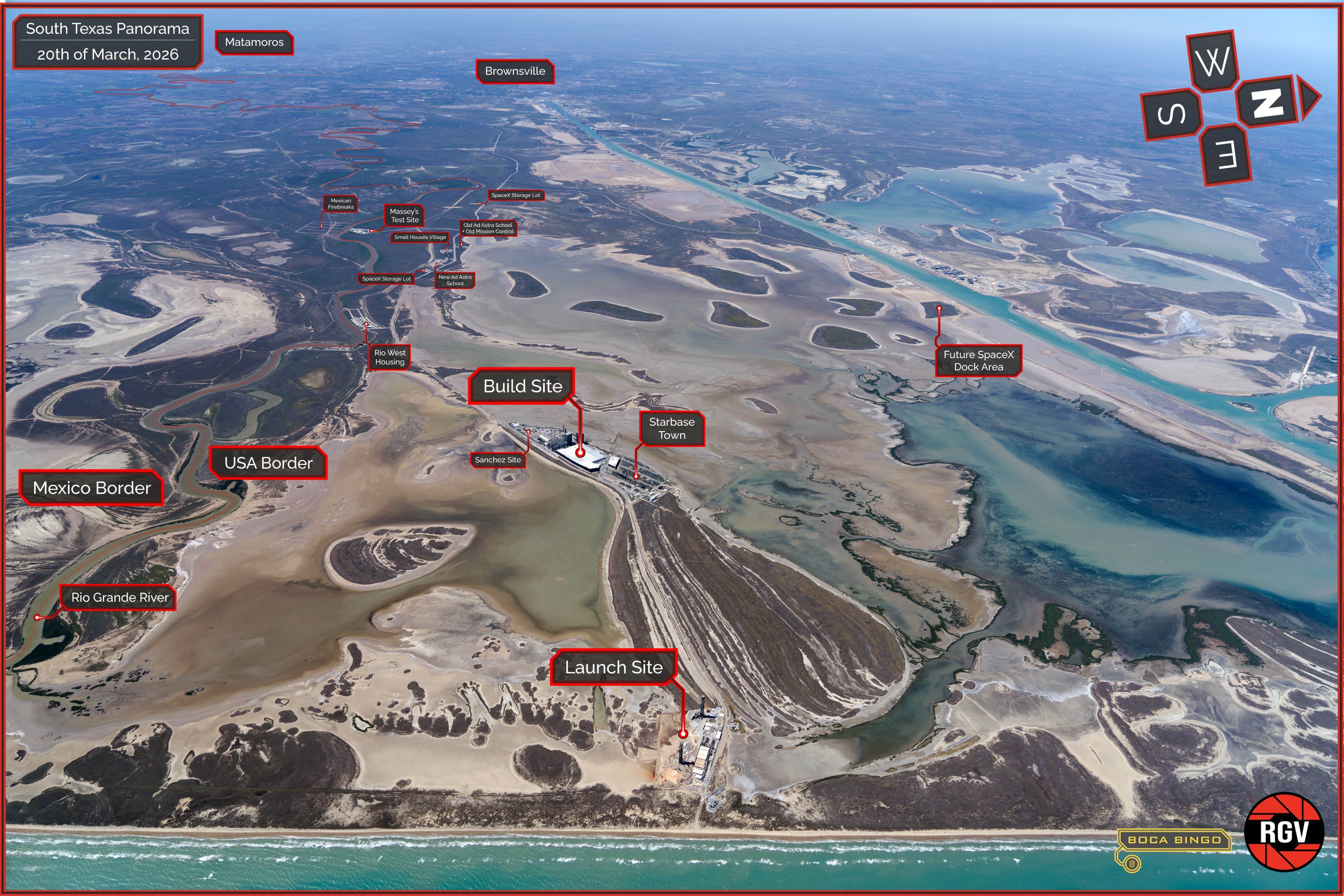 SpaceX星舰基地标注图 